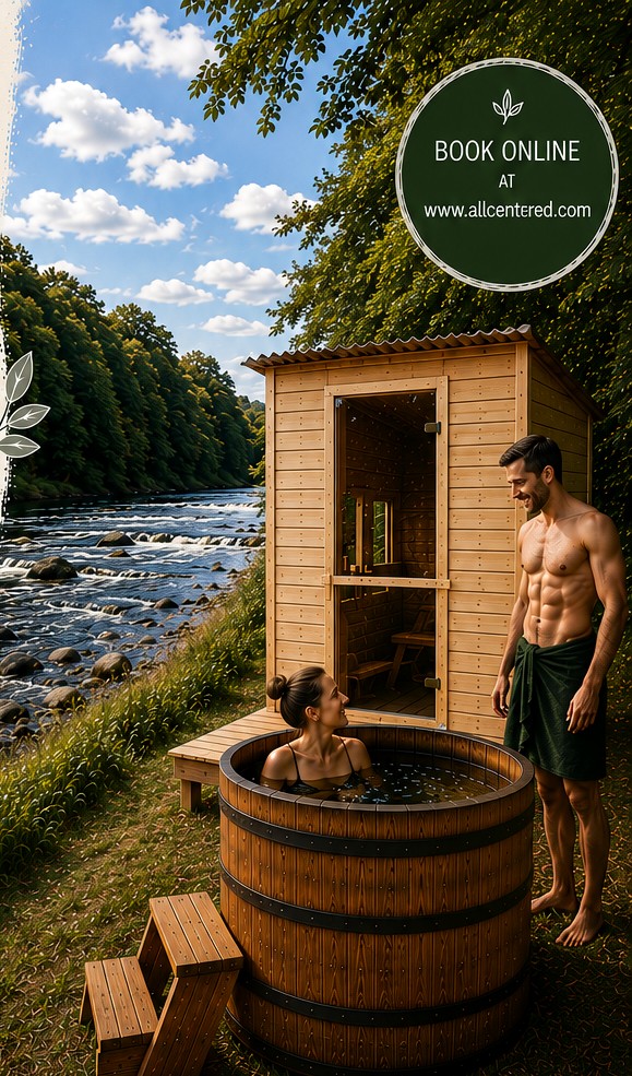 A wood-fired sauna and cold plunge beside the River Tees